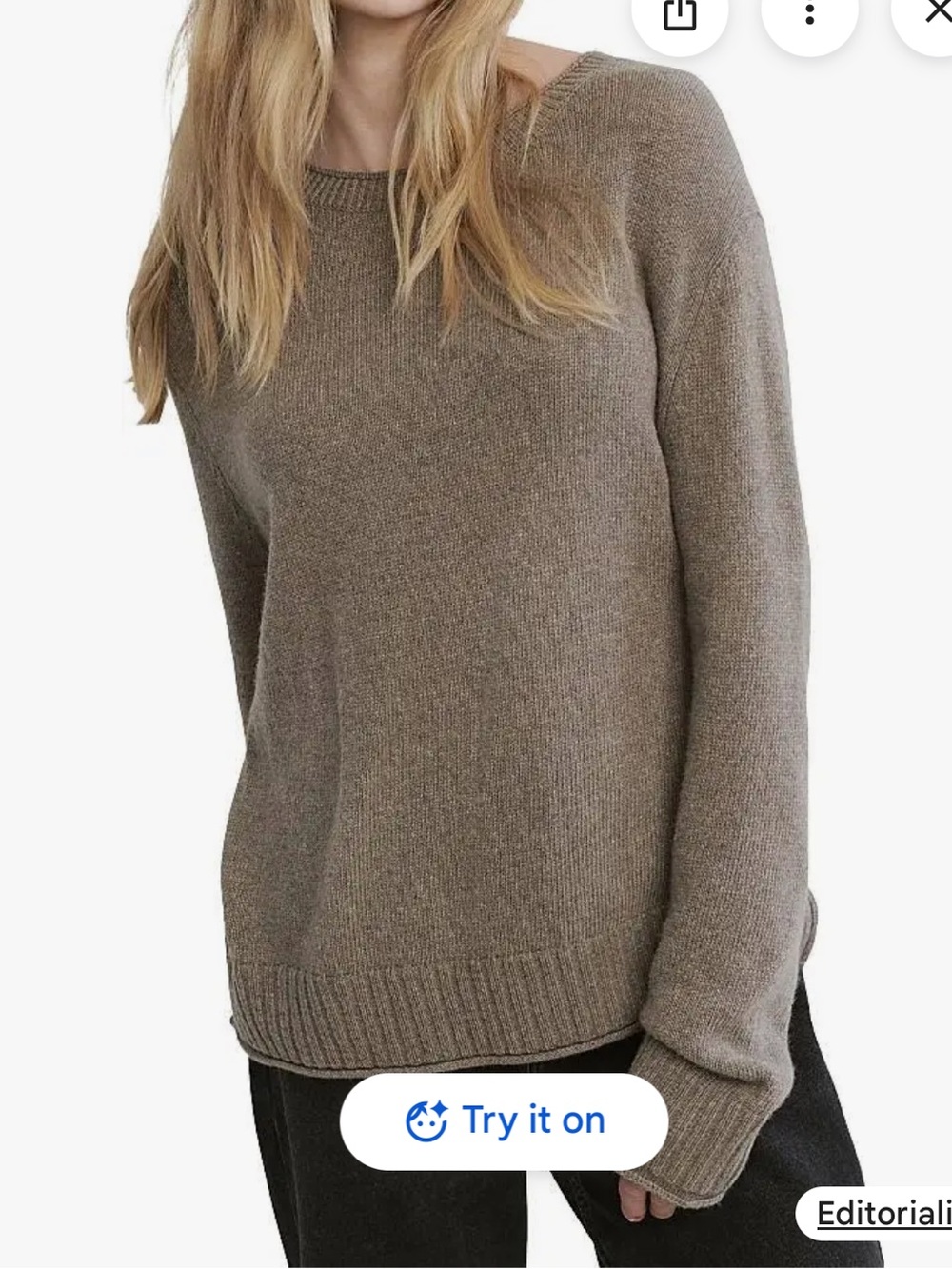 Jenni Kayne Woman's Taupe Minimalist Everyday Sweater Sz XS